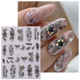 JMEOWIO 6 Blatt 3D Nagelsticker Frühlings Blume Nail Art Sticker Selbstklebend Nagelaufkleber 5D Stereoskopisch Bunte Sommer Blumen Decoratie Nageldesign Zubehör