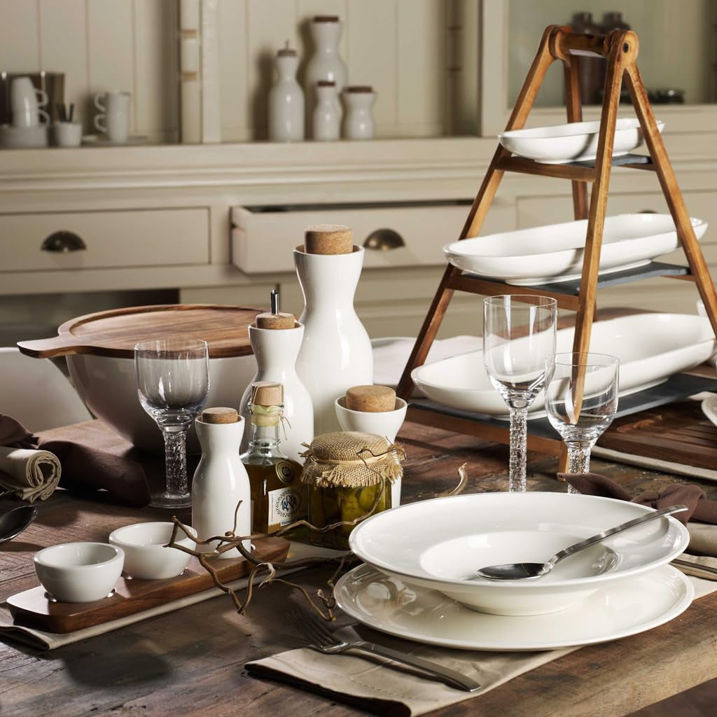Villeroy & Boch - Artesano 6-delige serviesset voor 2 personen, wit, vaatwasmachinebestendig, magnetronbestendig, bestekset, bordenset, dinerborden, ontbijtborden, dinerborden, premium porselein