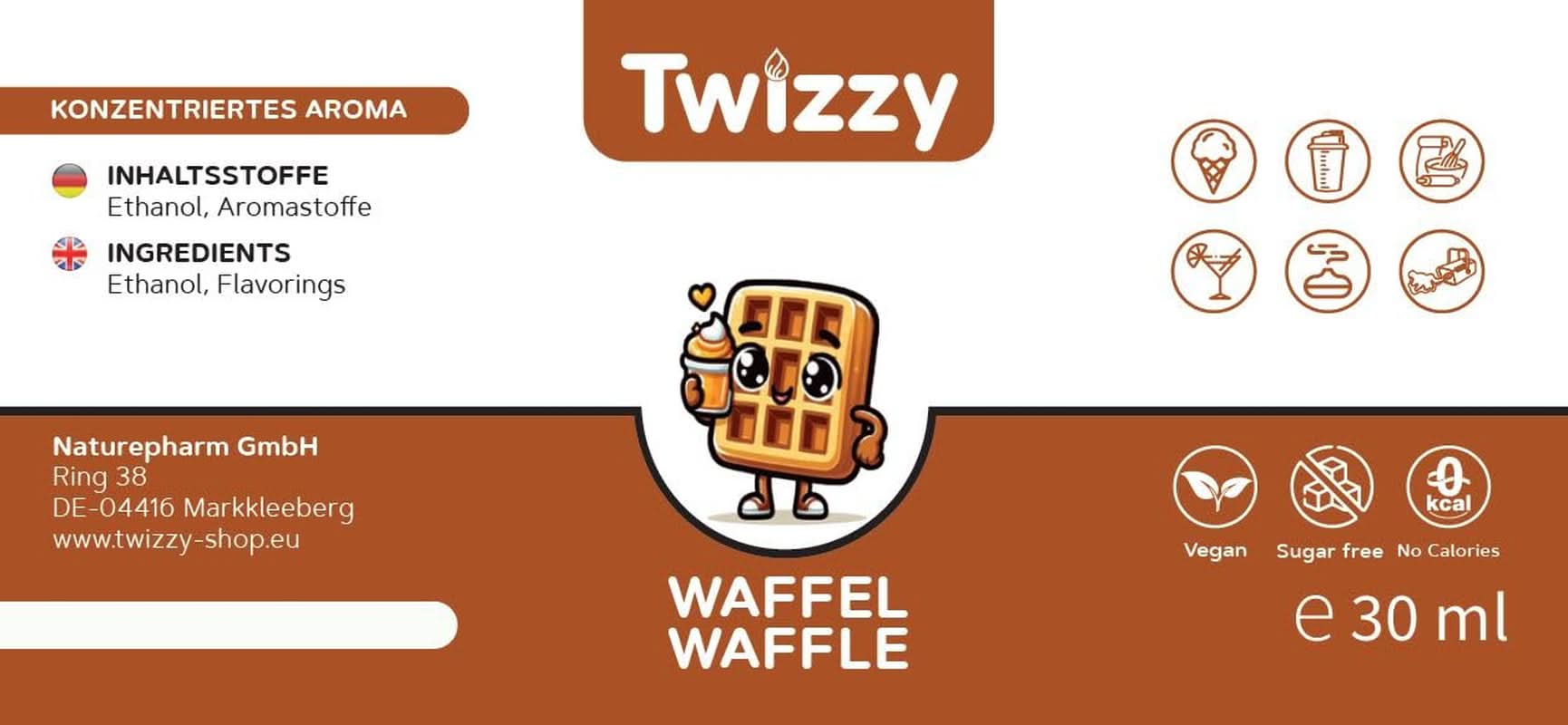 Twizzy Waffle Voedselaroma - 30 ml - Intens aroma - Ideaal voor het bakken van Arome Naty Shop