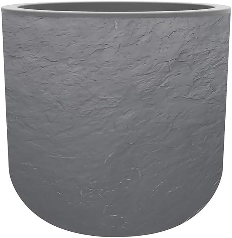 Ronde pot, 40 cm, Volcania'Up 32,5 l, steenlook, enkelwandig, watertankoppervlak, Ø 38,5 x H. 36,8 cm, antracietgrijs