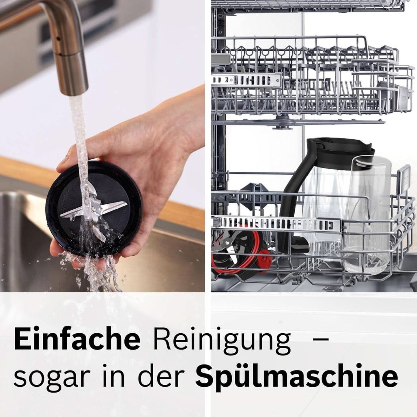 Bosch Standmixer Vitapower Serie 4 MMB6174SN, Verbesserte Versie, Hoge Edelstahl-Klingen, 1,5L Glasbehälter, 0,6L To-Go-Flasche, Spülmaschinenfeste Teile, 30.000 U/Min, 1200 W, Silver Kitchen Naty Shop