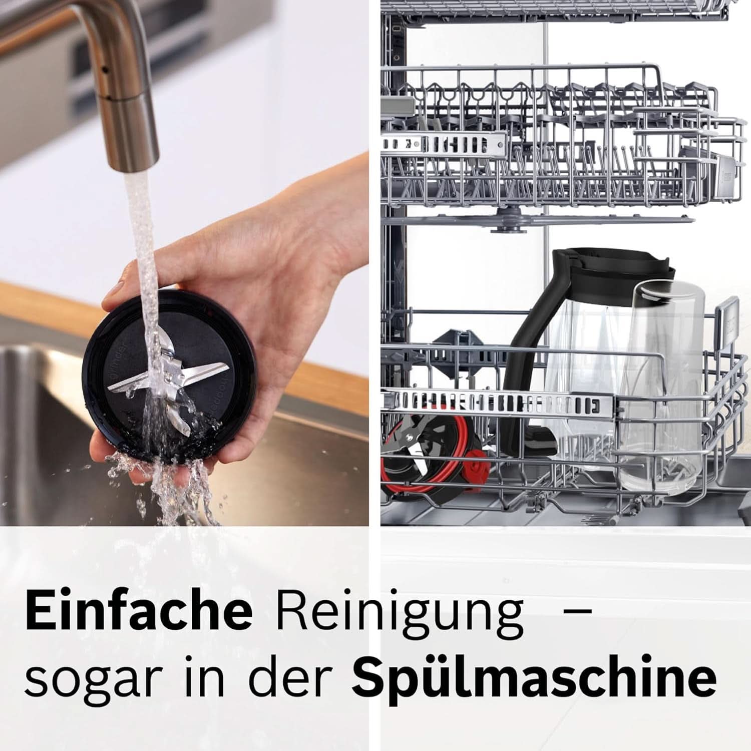 Bosch Standmixer Vitapower Serie 4 MMB6174SN, Verbesserte Versie, Hoge Edelstahl-Klingen, 1,5L Glasbehälter, 0,6L To-Go-Flasche, Spülmaschinenfeste Teile, 30.000 U/Min, 1200 W, Silver Kitchen Naty Shop