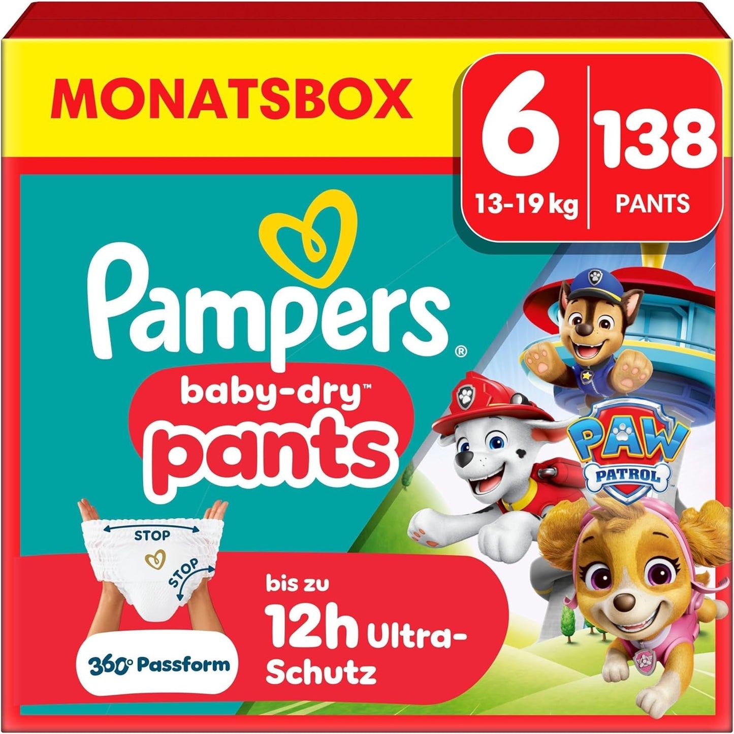 Pampers Baby-Dry Pants Paw Patrol Edition, maat 5, 160 luiers, 11 kg - 17 kg, 360° verstelbaar met Stop and Protect-systeem