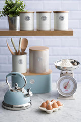 LIVING collectie, suikerpot met deksel | crèmepastel | opbergdoos 1 L keuken voor suiker | stalen suikerpot met deksel | Bamboe luchtdichte voorraadpotten met deksels Naty Shop voedselbewaardozen