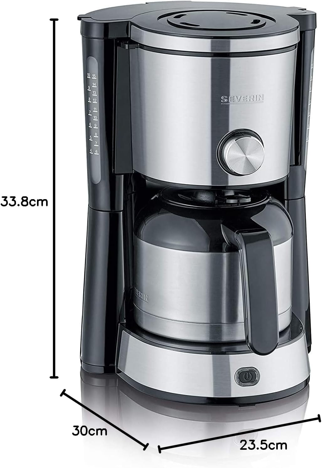SEVERIN "TypeSwitch" espressomachine met thermische karaf, AromaSwitch voor keuze tussen 2 zetprofielen, koffiezetapparaat voor maximaal 10 kopjes, 1000W, geborsteld roestvrij staal-zwart, KA 4845