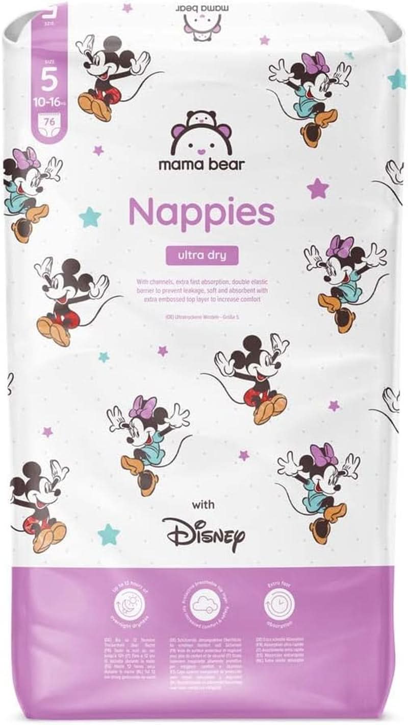 Mama Bear Disney Ultra Dry Luiers Maat 4 (8-14 kg), Wit, 84 stuks (1 pak) Naty Shop Maat 5 (10-16 kg) Enkel pakket
