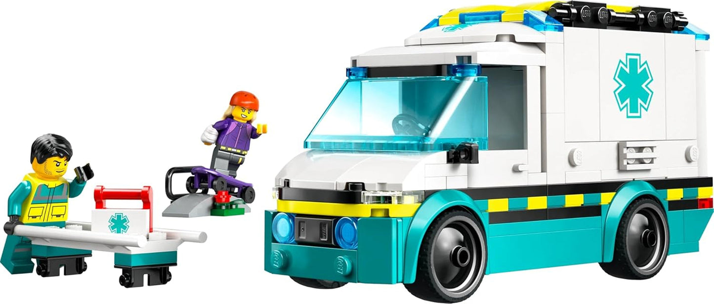 LEGO City Ambulance - speelgoed met 2 minifiguren (skateboarder en chauffeur) - educatief speelgoed voor jongens en meisjes vanaf 5 jaar - cadeau-ideeën voor verjaardagen en feestdagen 60451 Bouwsets Besuche den LEGO-Store