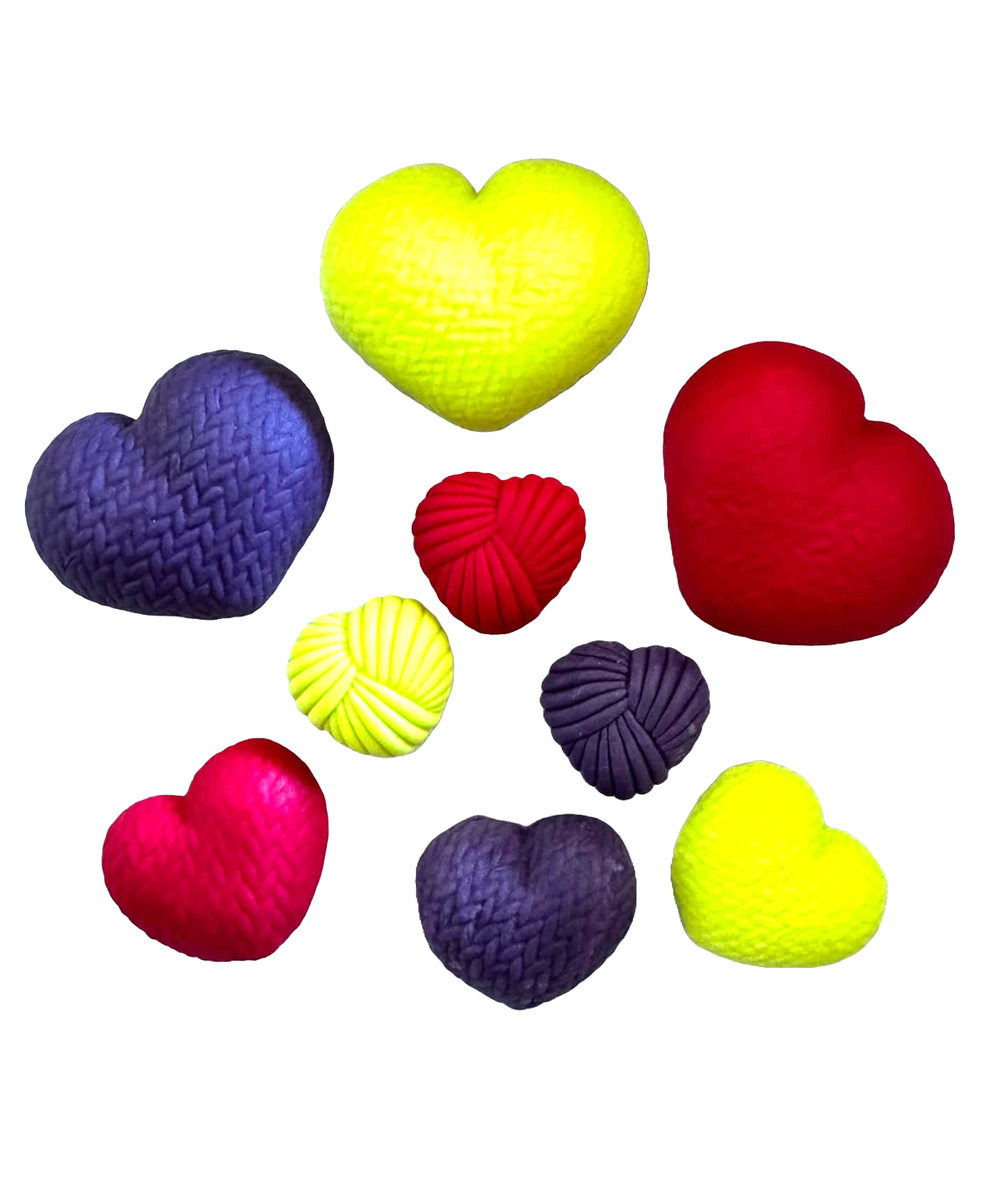 Set van 9 eetbare suikerdecoraties, gehaakte harten Sugar Paste Decorations Naty Shop
