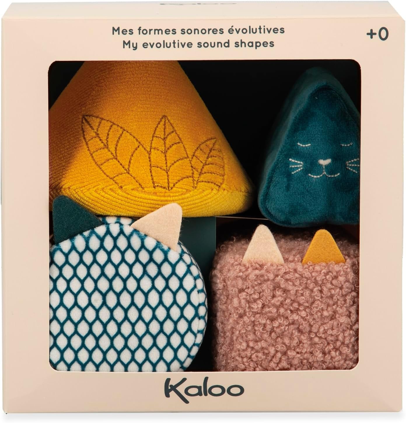 KALOO - Stimuli - 4 evolutionaire vormen met geluiden - Producten voor kinderen - Stapelspel - Horen en grijpen - Vanaf de geboorte, K227002 Babyspeelgoed Naty Shop