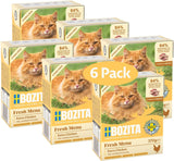 Bozita Tetra gesteriliseerde stukjes in saus met veel kip - 6 x 370 g nat graan- en suikervrij kattenvoer - niet-GMO, met 8,5% eiwit en 4,5% vet - hoge kwaliteit en extreem smakelijk