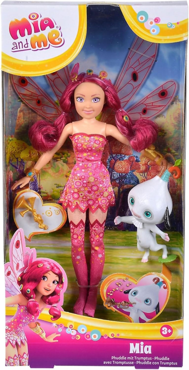 Simba 109483042 Mia en ik verkleedpop, Phuddle met Trumptus, elf met vleugels en beweegbare benen, 6X haarspeldjes, 2X armband, vanaf 3 jaar, veelkleurig, 23 cm Naty Shop Dolls