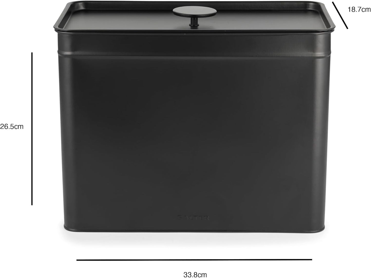 Salter BW12614EU7 Kuro Opbergdozenset - 4 Keukencontainers Brood/Thee/Koffie/Suiker Vierkante Organizer Boxen Gemakkelijk schoon te maken Houd voedsel vers Zwarte voedselopbergdozen Naty Shop
