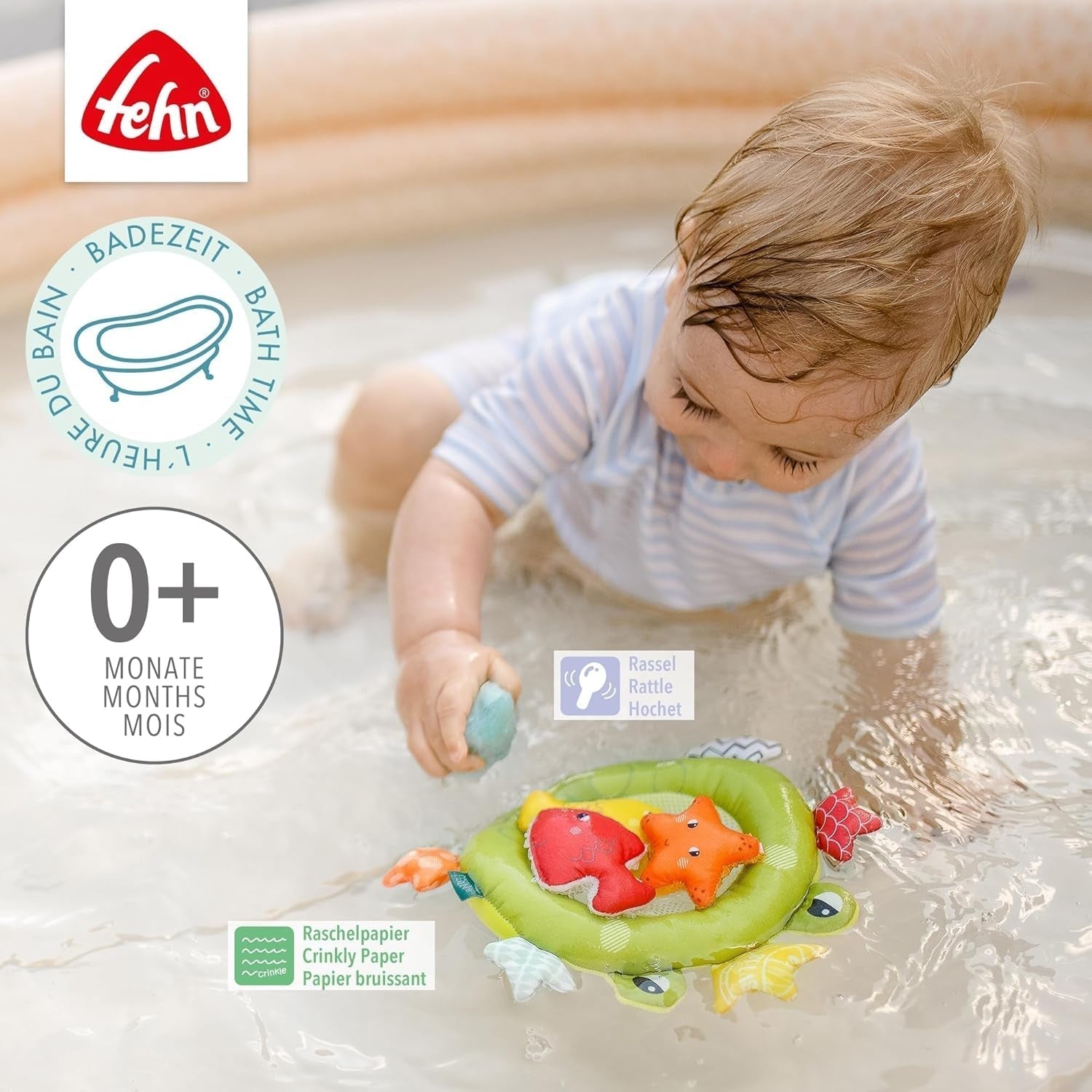 Fehn kikkerbadnet - Babybadspeeltje voor in bad - Drijvend waterspeelgoed voor vrolijk badplezier - Badspeelgoed voor baby's en peuters vanaf 0+ maanden Babyspeelgoed Naty Shop