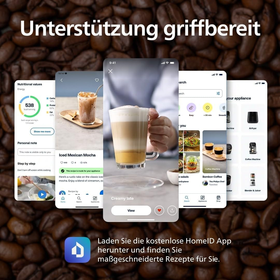 PHILIPS automatische espressomachine 2200 series - 2 koffiespecialiteiten, touch display, klassieke melkopschuimer, keramische molen, matzwart (EP2220/10)