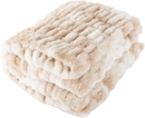 Lavish Home Oversized Gerüschte namaakbontdeken, 152,4 x 203,2 cm, jacquard namaakbont, queensize plaid voor bedden en banken, grijze bedden en dekens Lavish Home Cream