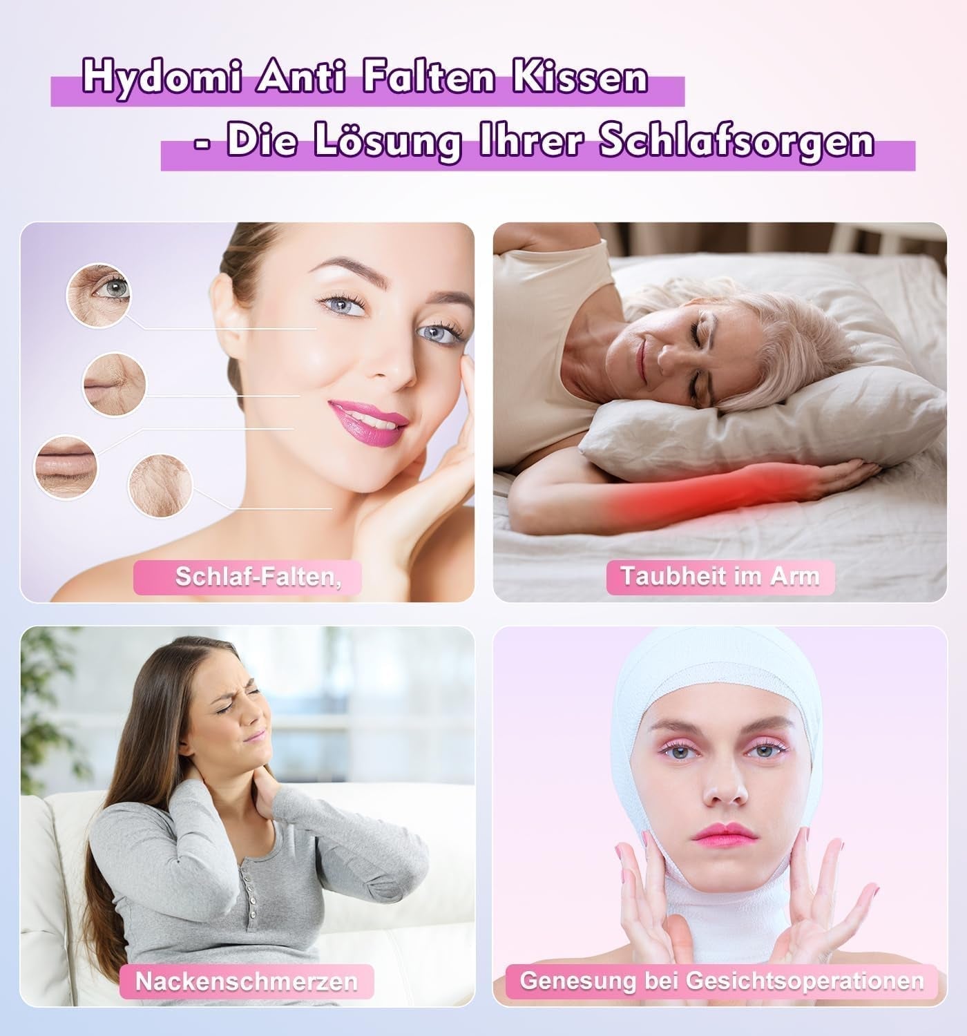 Hydomi Antirimpelkussen 2-in-1 Anti-verouderingsschoonheidskussen Orthopedisch neksteunkussen Nek- en schouderpijn Memory Foam Kussen om uw hoofd recht te houden Cervicale orthopedische kussens Naty Shop