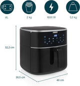 Princess Digitale Heteluchtfriteuse - Variabele bakinhoud - Maximaal 8 liter - 6 vooraf ingestelde programma's Apparaten Naty Shop