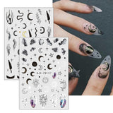 Jmeowio Nagelsticker Mond Stern Sonne 9 Blatt Nail Art Sticker Selbstklebend Nagelaufkleber Bunte Decoratie Nageldesign Zubehör