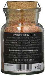 Ankerkraut Gyros, Gewürzmischung für Gyros, egal ob aus der Pfanne of vom Grill, mit Zwiebel, Knoblauch, Marjolein, Komijn, Piment en meer, 80 g in korkenglas