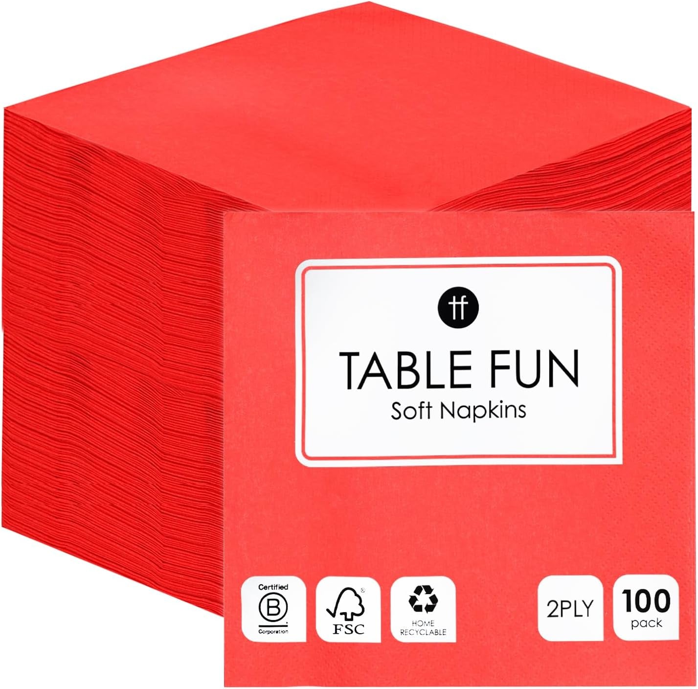 Table Kind 100 witte zachte servetten in bulk, hoogwaardige servetten voor feesten, catering en dagelijks gebruik, FSC, duurzaam en recyclebaar, gemaakt in de EU | 2-laags | 33 cm