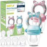 Baby-fruitfopspenen, 2-pack fruitfopspenen voor baby's vanaf 3 maanden Verbeterde versie 2023, vulbare fopspenen, papfopspenen, fruitfopspenen voor baby's, BPA-vrij, 8 siliconen spenen in 3 maten