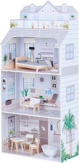 Teamson Kids Olivia's Little World gigantisch poppenhuis met meubels en accessoires, houten poppenhuis, 3-laags speelset voor poppen van 30 cm, vanaf 3 jaar