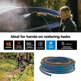 Fiskars S tuinslang, serie X, waterslang voor handmatige besproeiing, 13 mm (1/2"), lengte: 15 m, universele aansluiting, UV-bescherming, vorstbescherming, draaibestendig, blauw, 1076044