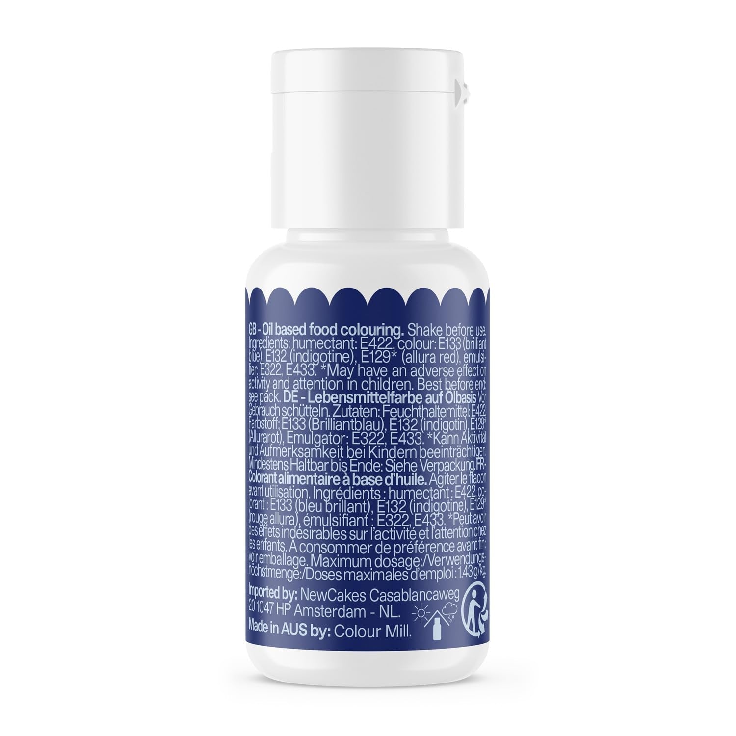 Color Mill Blend kleurstof op oliebasis, marineblauwe kleur - Kleurstof voor chocolade, fondant, muffins, cakes, bakken, bitterkoekjes - Kleurstof voor het decoreren van taarten - 100 ml