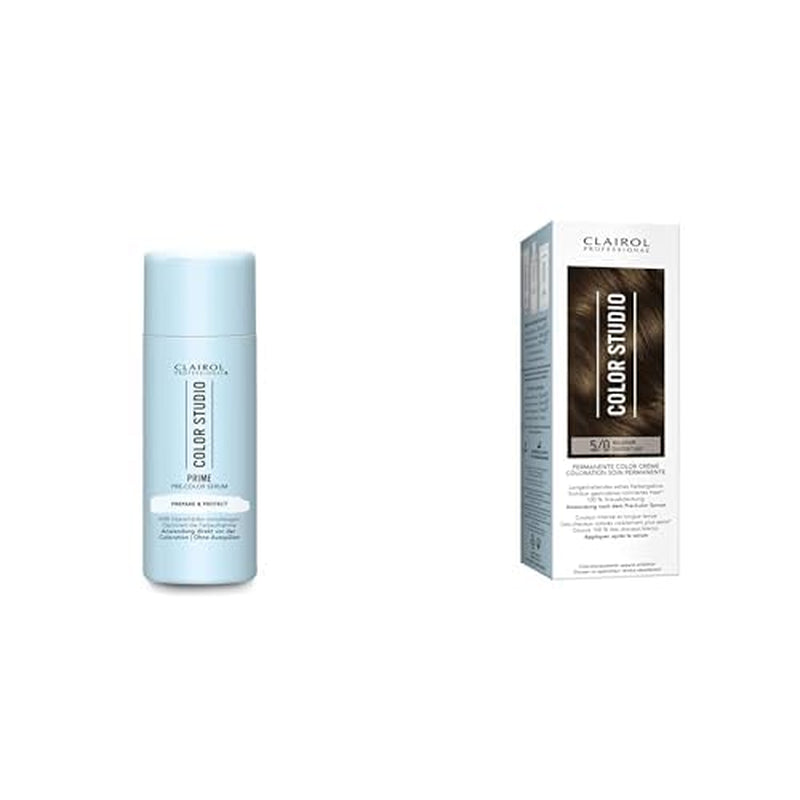 Color Studio Haarkleurset - Kleurschadepreventie Haarserum (50 ml) + 5/0 Lichtbruine haarkleur (110 ml) - met metallic zuiveraar voor 6x minder haarbreuk Naty Shop Haarkleur Standaardtitel
