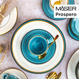 Prospero Premium koffieset voor 4 personen, restaurantkwaliteit, 12-delig modern koffieservies in unieke vintage stijl, duurzaam porselein, blauw