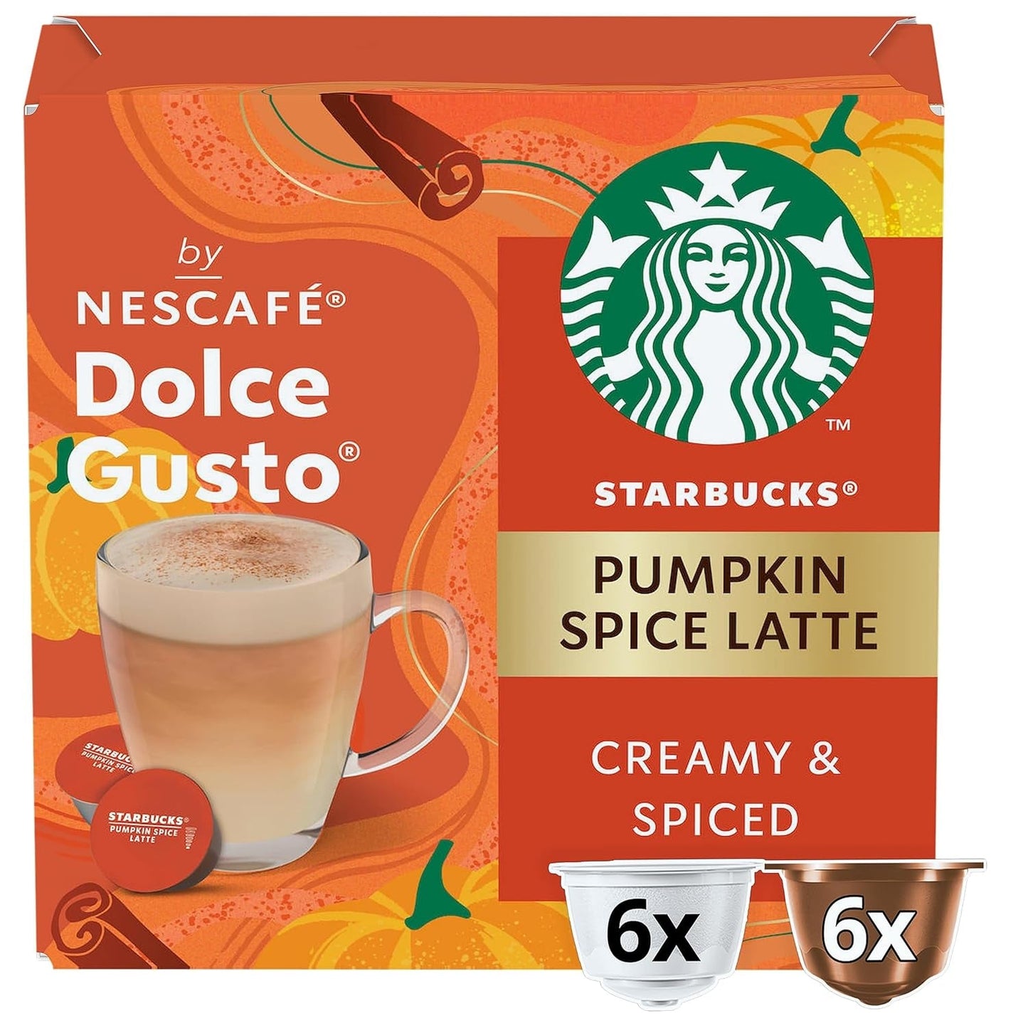 STARBUCKS Pumpkin Spice Latte van Nescafé Dolce Gusto, Dunkle Röstung, Kaffeekapseln 6 x 12 (72 Kapseln)