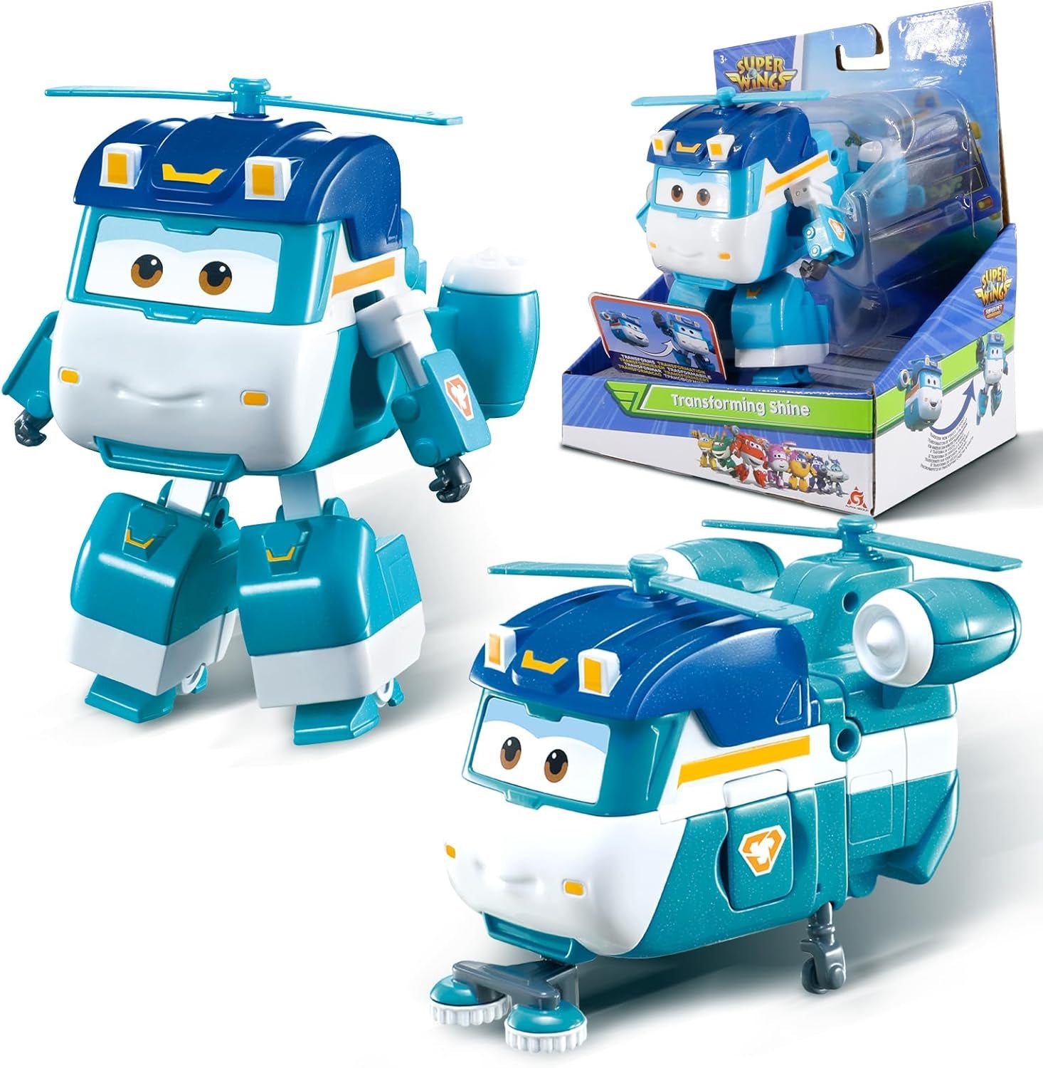 Super Wings 5" Transforming Characters 2-pack Transforming Supercharged Jett + Tino Transformer speelgoed voor jongens en meisjes vanaf 3 jaar Rode actiefiguren Naty Shop Glitter