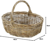 Dehner rotan bloemenmand met handvat, ca. 46 x 39 x 18 cm, rotan stof, grijs/bruin