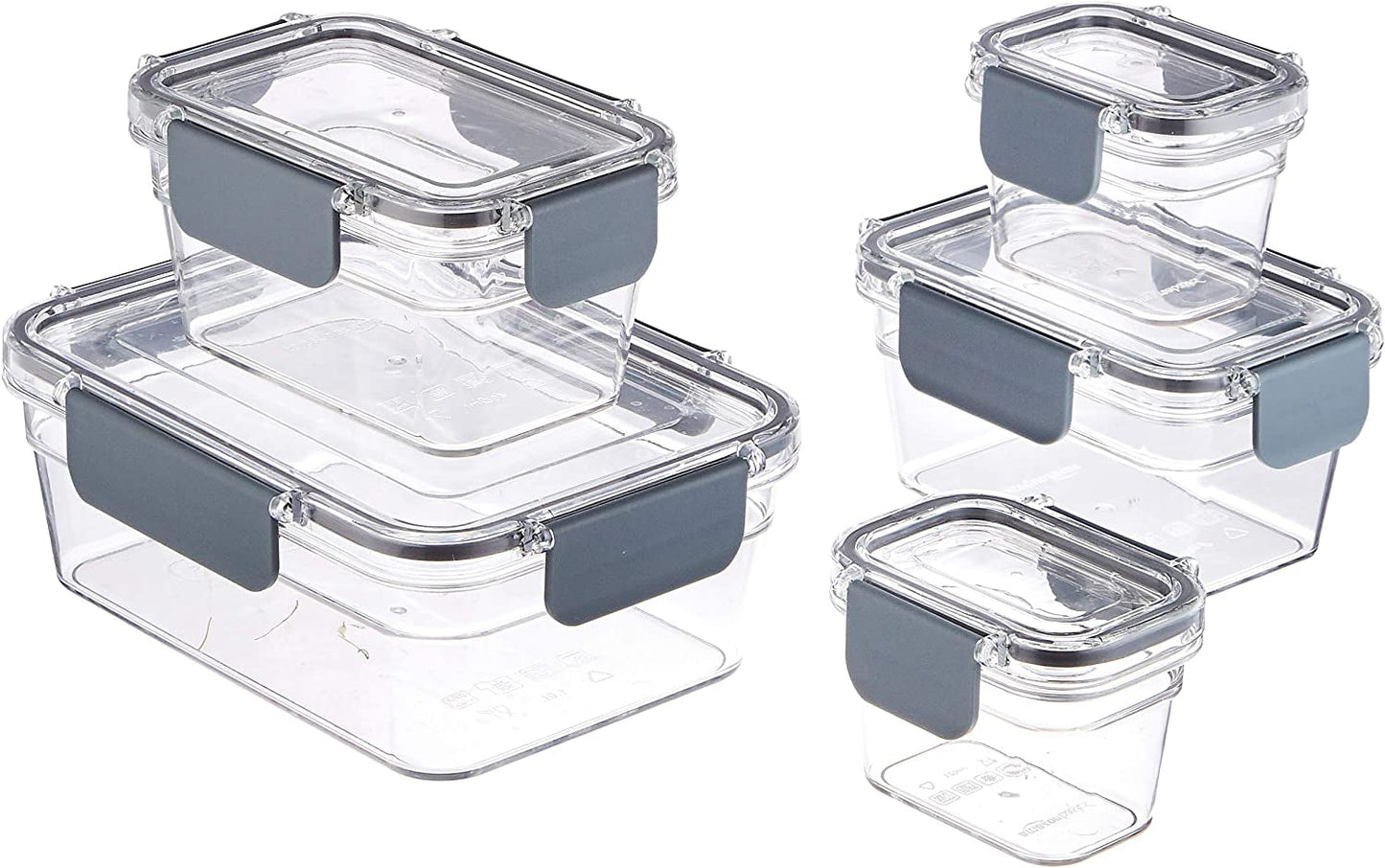 Amazon Basics Tritan vershoudblik met sluiting, 11-pack, (11 dozen + 11 deksels), transparant Voedselbewaardozen Naty Shop 10 stuks
