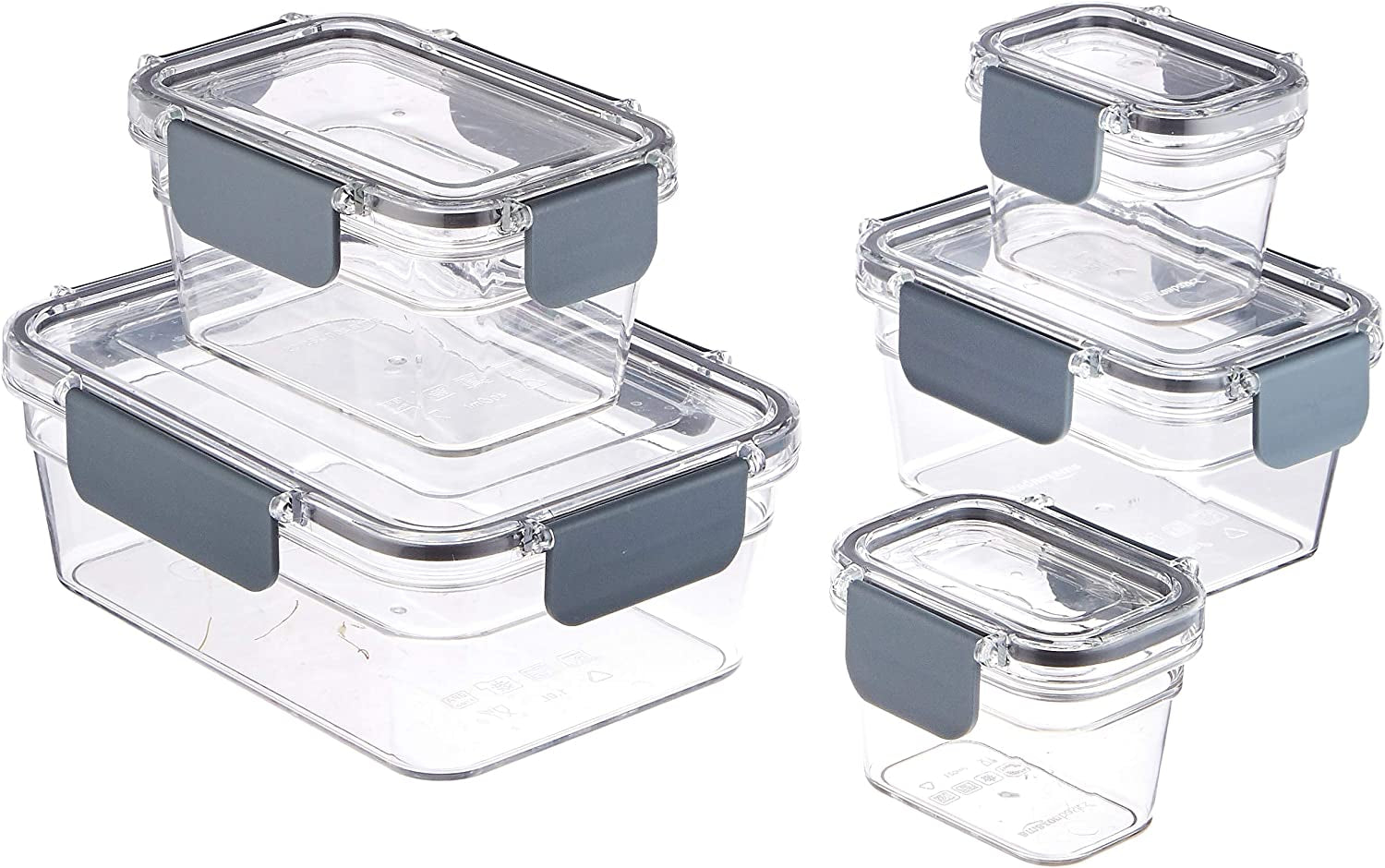 Amazon Basics Tritan vershoudblik met sluiting, 11-pack, (11 dozen + 11 deksels), transparant Voedselbewaardozen Naty Shop 10 stuks