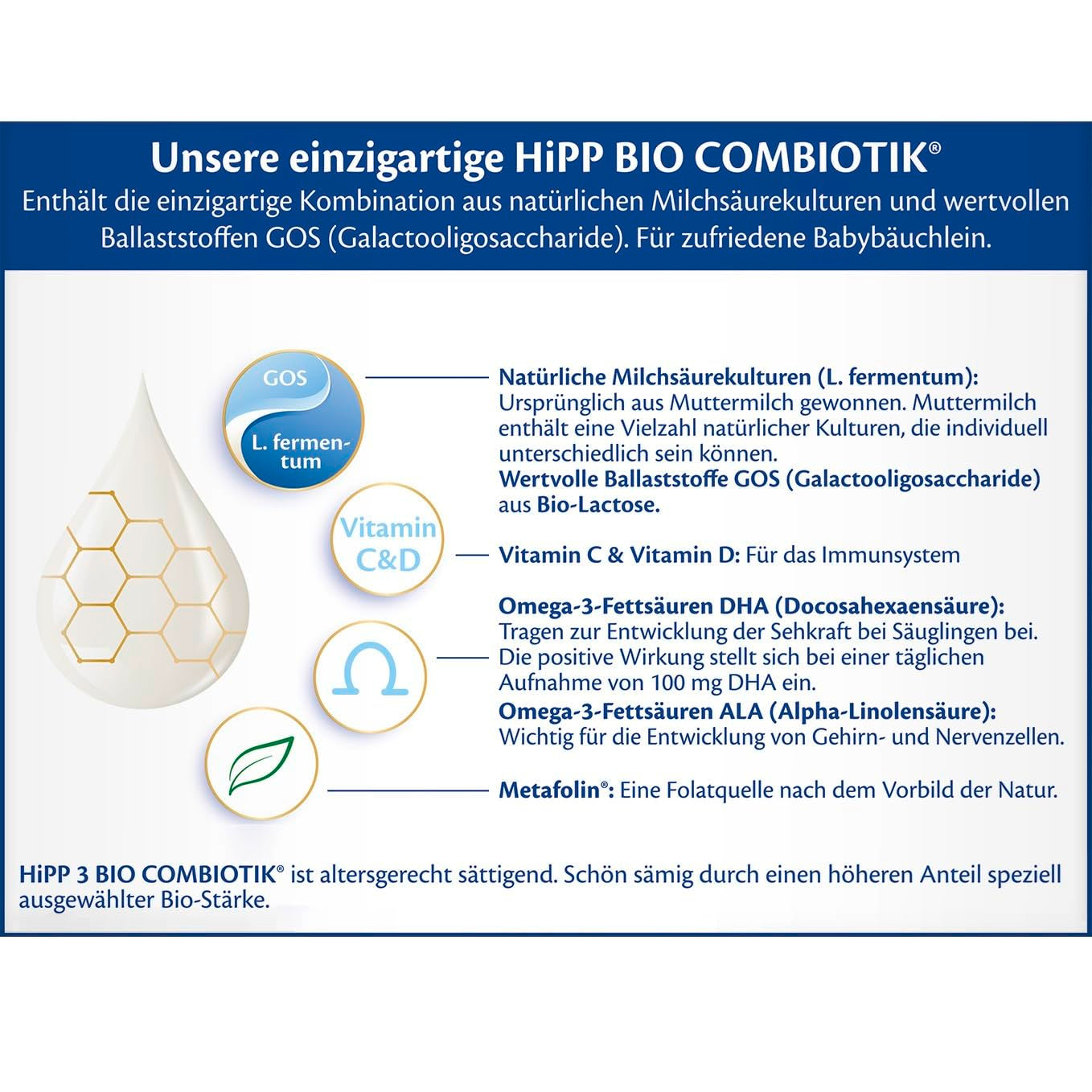 HiPP 3 Biologische Combiotik (4 x 600g), opvolgmelk vanaf 10 maanden, met natuurlijke culturen van melkzuur, vitamine C en D, GOS, Omega-3 (DHA, ALA), van de beste biologische kwaliteit
