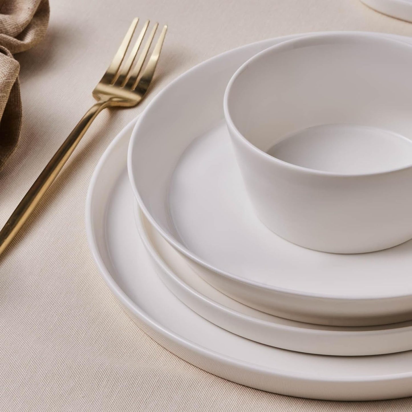 Karaca Stream Bone Bomo 12-persoons serviesset Elegante vierkante bordenset Elegant wit porseleinen servies