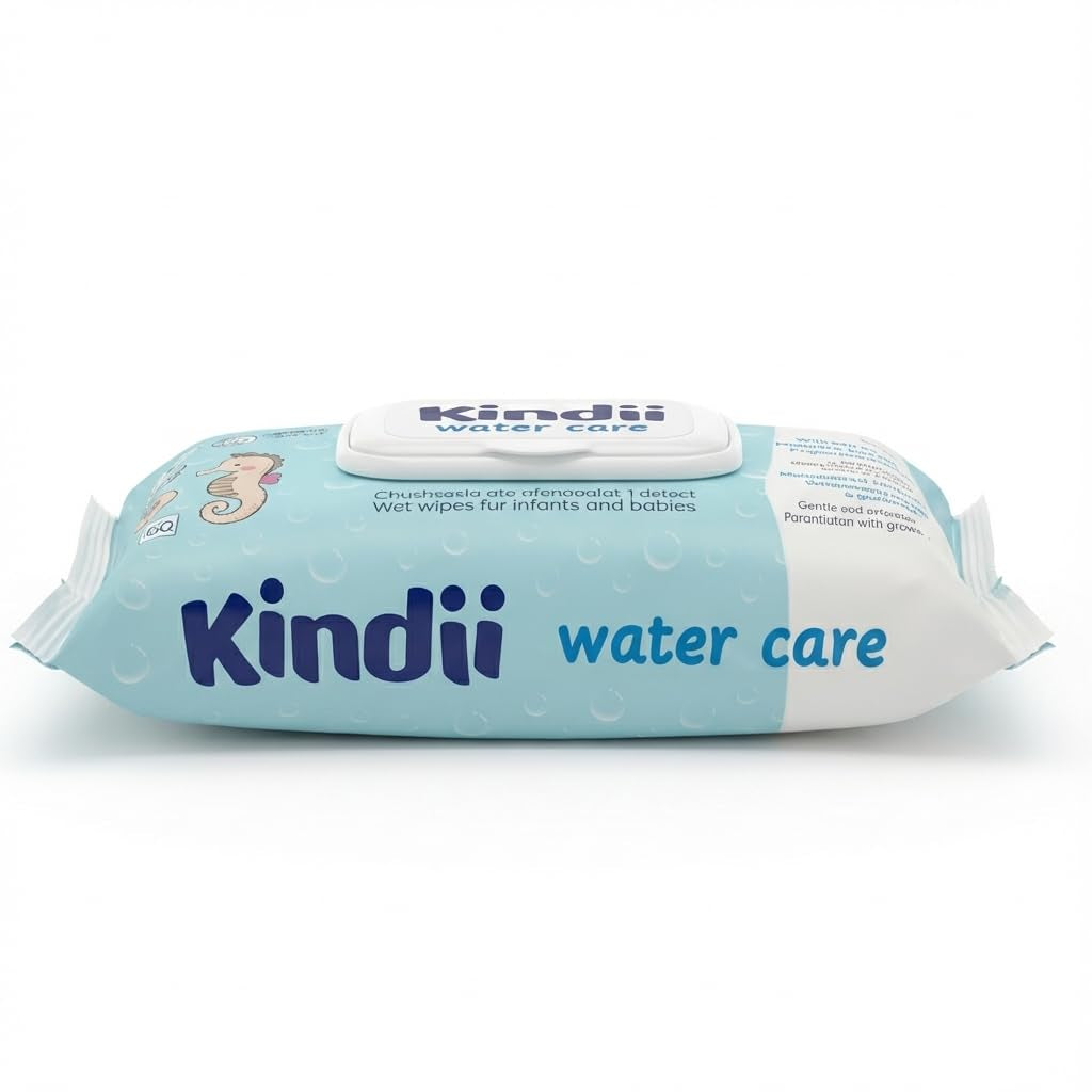 Kindii Water Care Vochtige doekjes - Aqua Babydoekjes - 100% viscose, 99,9% water, grapefruitextract, sjaalmaat 150x200, 100% biologisch afbreekbaar, plasticvrij, reinigingsdoekjes voor de gevoelige huid