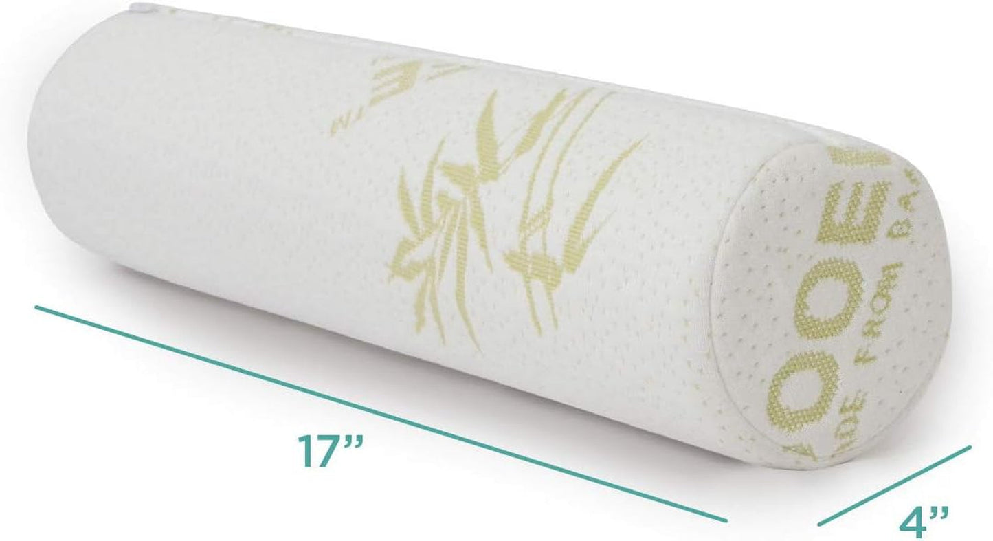 Milliard visco-schuim nekrol met wasbare hoes, Oeko-Tex gecertificeerd, gemiddelde hardheid, 10x43cm, perfect voor allergieën, reiskussen, rond nekkussen, positioneringsrol, knierol Cervicale orthopedische kussens Naty Shop
