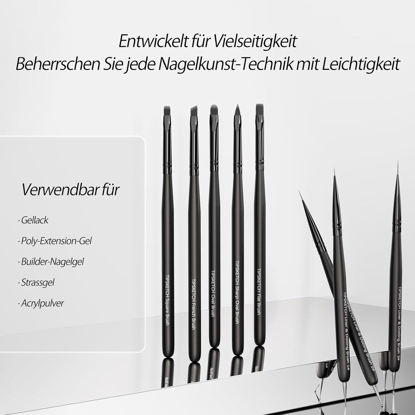 Nagel Pinsel 8 Stück Pinsel voor Gelnägel, Nageldesign Gel Pinsel Dotting Painting Line Pen voor Nagelack Gel Acryl Nagel Pinsel Nailart Kit Acryl Pinsel Fineliner Nägel Selber Machen