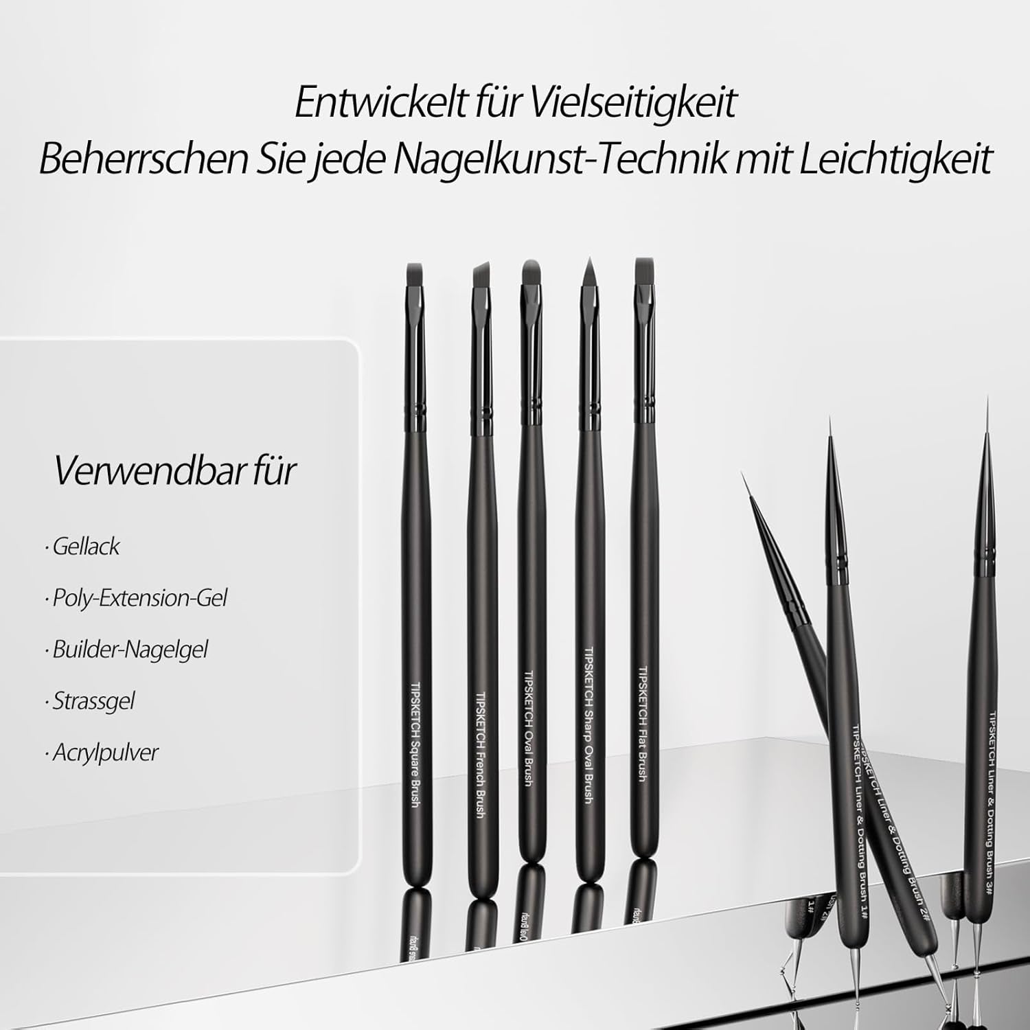 Nagel Pinsel 8 Stück Pinsel voor Gelnägel, Nageldesign Gel Pinsel Dotting Painting Line Pen voor Nagelack Gel Acryl Nagel Pinsel Nailart Kit Acryl Pinsel Fineliner Nägel Selber Machen
