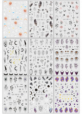 Jmeowio Nagelsticker Mond Stern Sonne 9 Blatt Nail Art Sticker Selbstklebend Nagelaufkleber Bunte Decoratie Nageldesign Zubehör