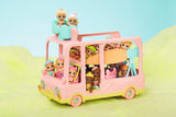 BABY born 904763 Baby Surprise Bus - roze minipoppenspeelgoedbus met 2 exclusieve poppen, drievoudige kinderwagen, schommel, carrousel, glijbaan en drievoudige schommel.