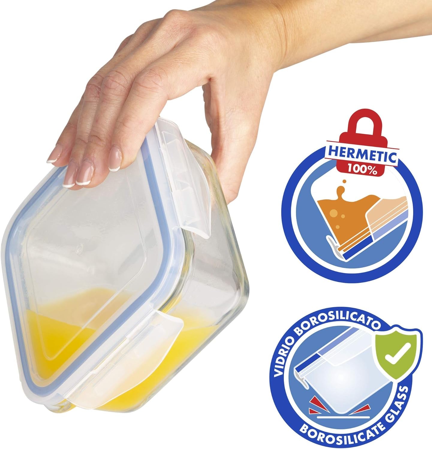 Max Home 8-pack glazen luchtdichte containers Magnetron glazen lunchbox Hersluitbare voedselcontainers 550 ml doorzichtige deksels Voedselcontainers (16538) Voedselbewaardozen Naty Shop
