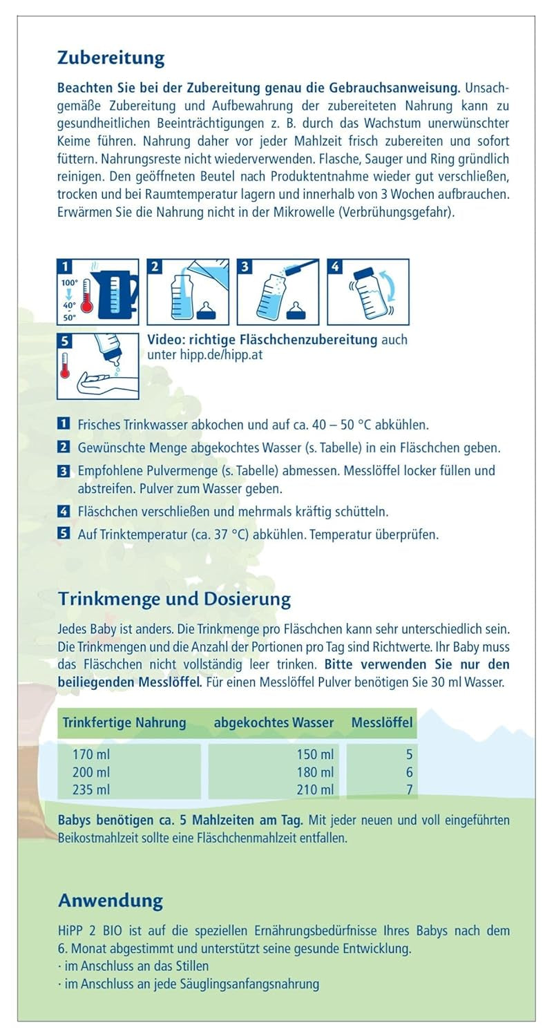 HiPP 2 Biologische opvolgmelk (4 x 600 g), na 6 maanden, met Omega-3 (DHA, ALA), calcium en eenvoudig te bereiden biologisch zetmeel, van de beste biologische kwaliteit