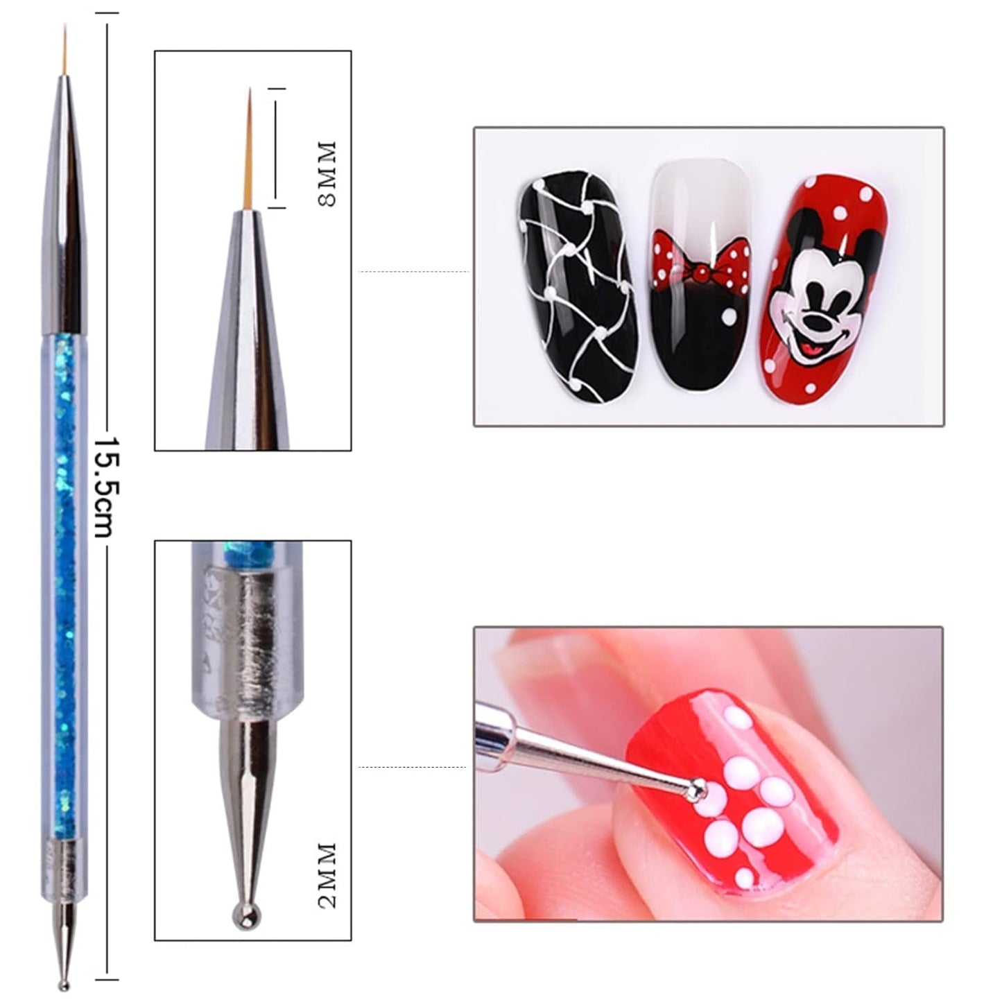 Nagel Art Fineliner Pinsel[5 Stück],Nagel Art Liner Pinsel,Professionele Detail Pinselset,Nagellack Pinsel,Voor Nail Art Design Schildersalon,Nageldesign Nagel Fußpflege