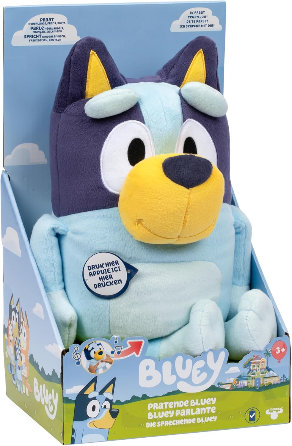 Bluey knuffel met geluidseffecten, functionele knuffel, interactieve knuffel, pratende knuffel, knuffel (33cm) Naty Shop Dolls
