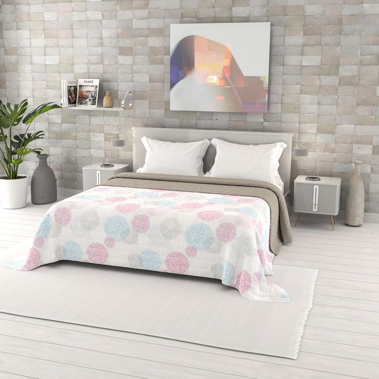 Zomerdekbed met fantasieprint, polyestervulling, Bloemblaadjes, 260X270Cm Dekbedden en dekbedden Naty Shop Molecule 260X270Cm