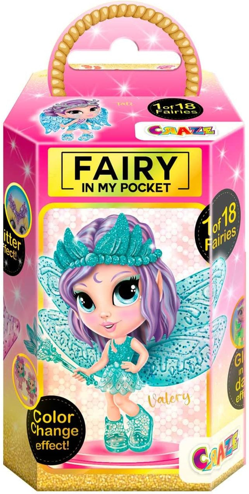 CRAZE Fee in mijn zak | Feeënpop met vleugels, verzamelbaar sprookjesspeelgoed met speciale effecten zoals glitter, glow in the dark en kleurverandering Dolls Naty Shop