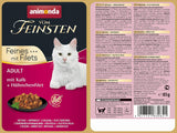 animonda vom Feinsten mit Filets, Katzenfutter nass mit Kalb + Hühnchenfilet, 18 Portionsbeutel (18 x 85g), getreidefreies Katzen Nassfutter ohne Zucker, mit fleischigen Ingrediënt
